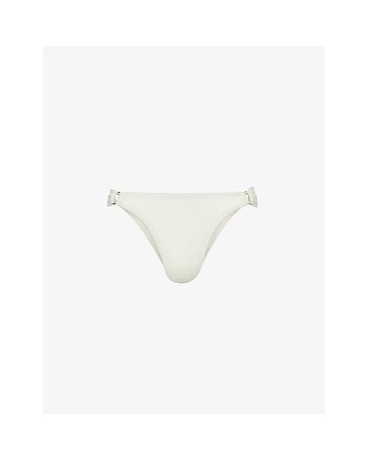 Away That Day White Florence Polyamide-Blend Bikini Bottoms