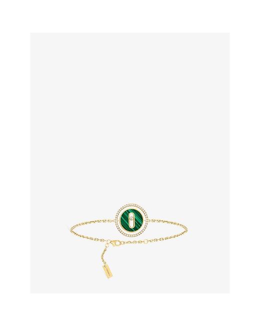 Messika White Lucky Move Small 18Ct- Malachite And 0.18Ct Diamond Bracelet