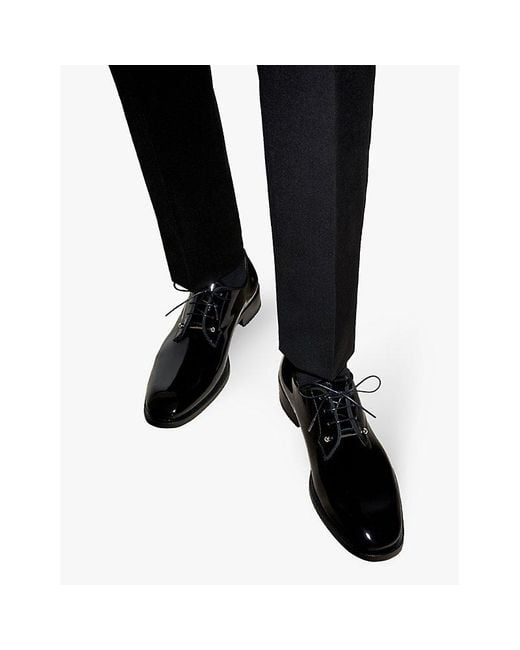 Christian Louboutin Black Chambeliss Patent-Leather Derby Shoes for men