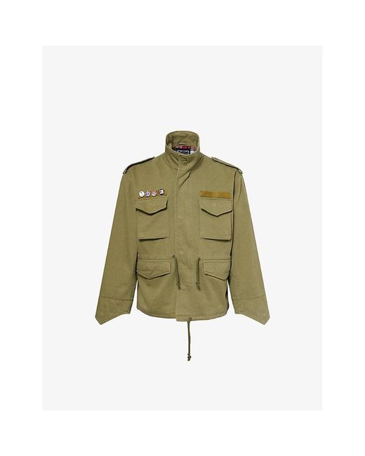 Rassvet (PACCBET) Green Military Badge-Embellished Cotton-Canvas Jacket for men