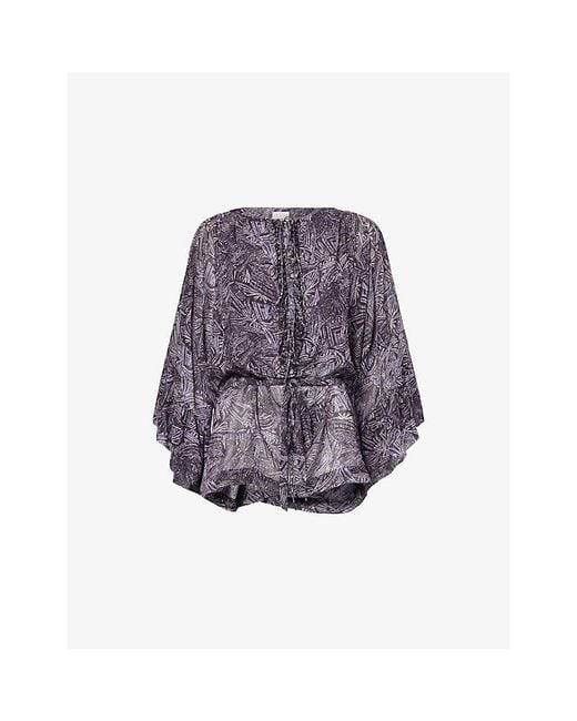 Isabel Marant Purple Tekia Printed Silk Top