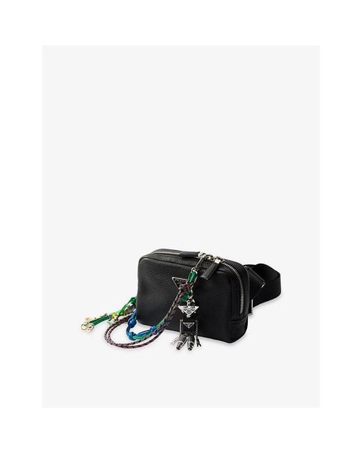 Prada Metallic Robot Saffiano Leather Keychain Charm for men