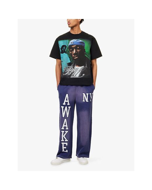 AWAKE NY Black Big L Graphic-Print Cotton T-Shirt for men