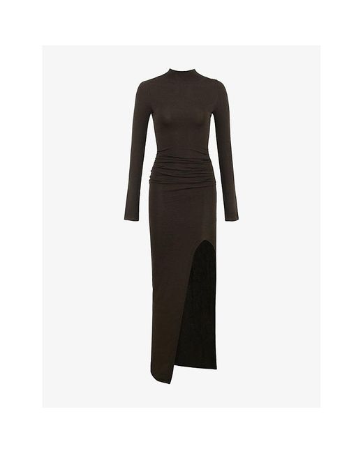 House Of Cb Black Anais Long-Sleeved Knitted Maxi Dress