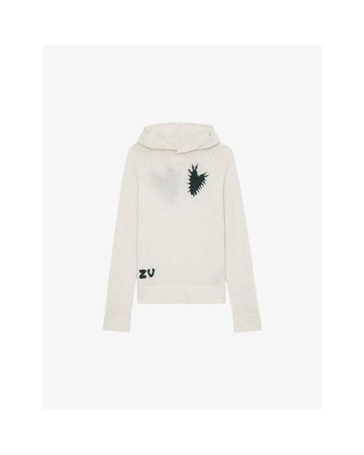 Zadig & Voltaire White Moony Logo-Embroidered Cashmere Hoody