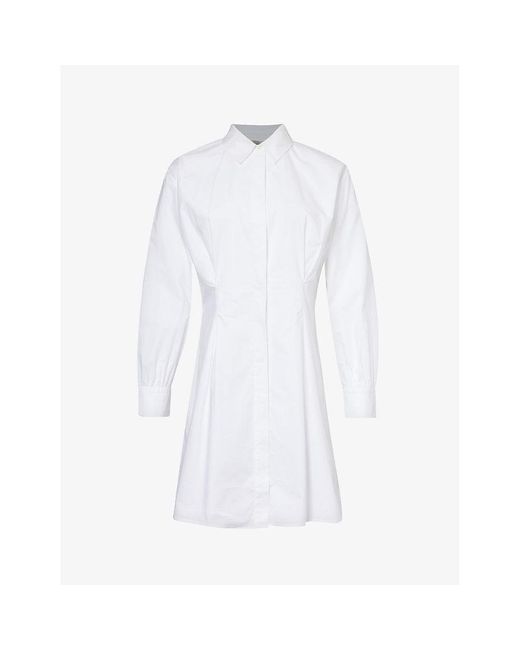 FRAME White Pleated Regular-fit Organic-cotton Mini Dress