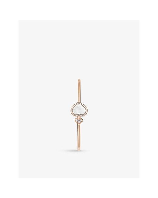 Chopard Metallic Happy Hearts 18Ct Rose- 0.19Ct Round-Cut Diamond And Mother-Of-Pearl Bracelet