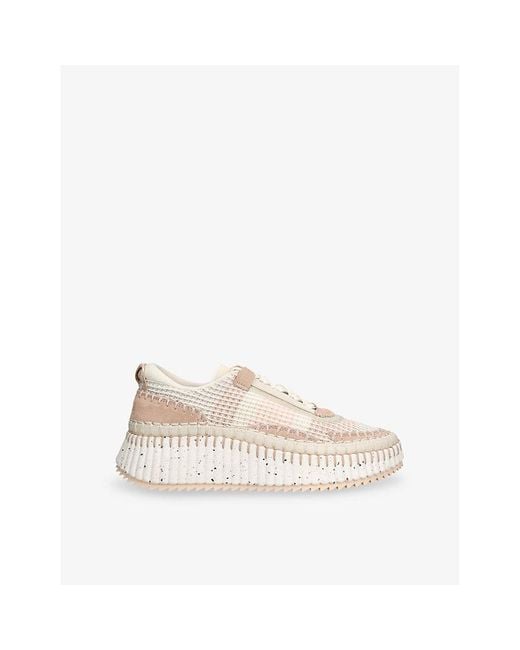 Chloé Natural Nama Mesh And Suede Low-Top Trainers
