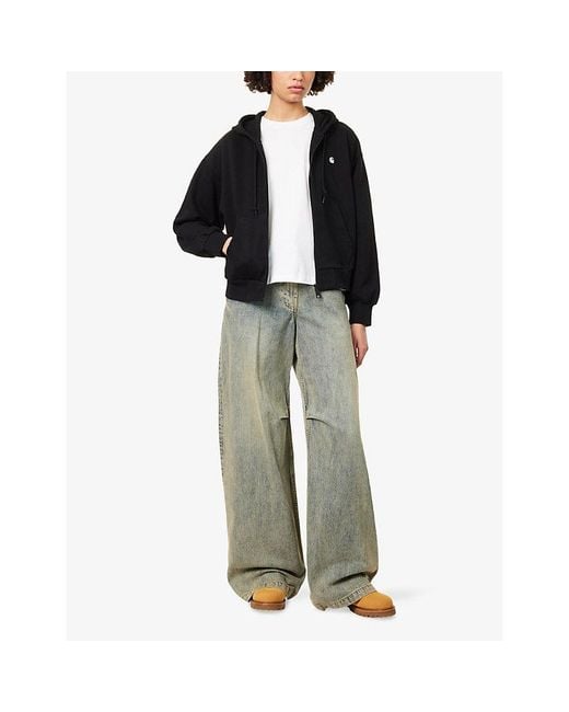 Carhartt Black Casey Logo-Embroidered Cotton Hoody