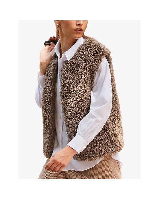 Ro&zo Brown Shaggy-Sleeveless Faux-Fur Gilet
