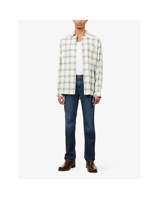 7 For All Mankind Blue The Straight Cotton And Silk Denim Jeans for men