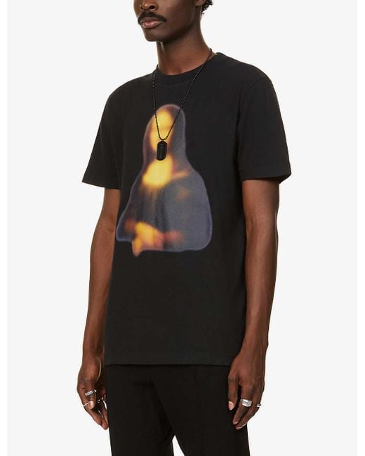 Off-White c/o Virgil Abloh Black Blurred Monalisa Cotton-jersey T-shirt for men