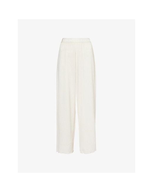 Lounge Underwear White Soft Waffle Branded-Waistband Jersey Pyjama Bottoms
