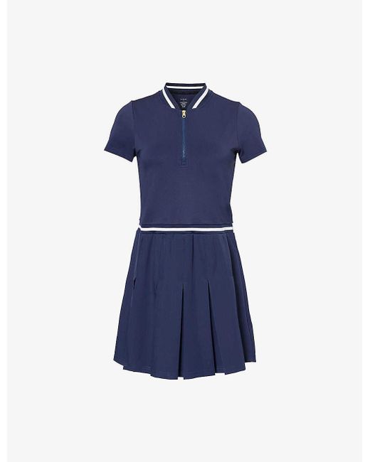 Varley Blue Nora Contrast-trim Stretch-jersey Mini Dress