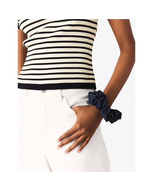 Maje Blue Branded Denim Scrunchie