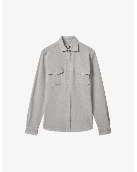 Reiss Gray Ragan Slim-fit Long-sleeve Cotton-jersey Shirt X for men