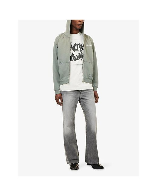 Acne Green Fupiter U Stamp Zip-Up Cotton Hoody for men