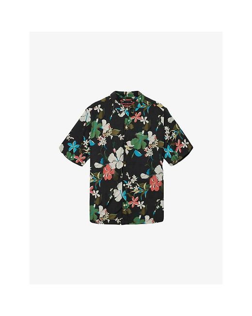 AllSaints Green Koh Chang Graphic-Print Woven Shirt for men