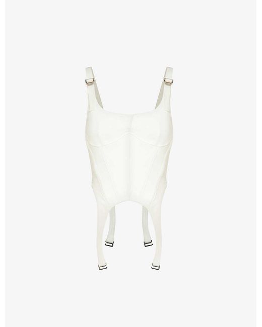 Dion Lee White Combat Corseted Cotton-jersey Top