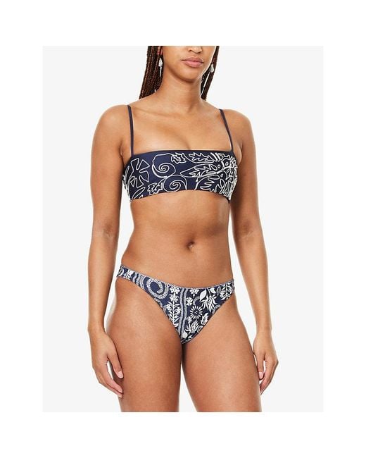 Agua Bendita Blue Brietta Batik Bikini Top