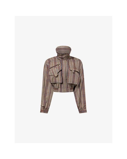 Vivienne Westwood Brown Memphis Cropped Woven Bomber Jacket