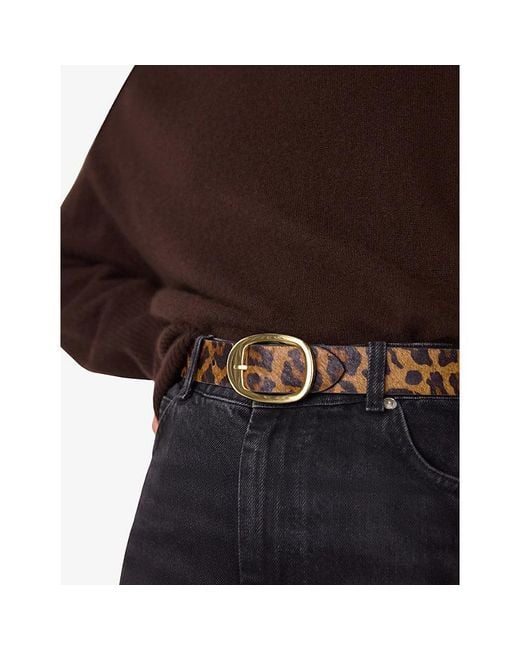 Whistles Brown Leopard-Print Hair-On Leather Belt