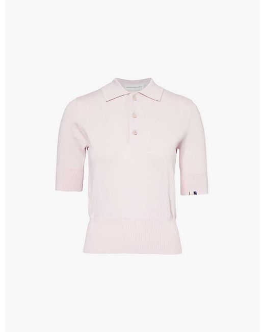 Extreme Cashmere Pink Short-Sleeved Knitted Cotton And Polo Shirt