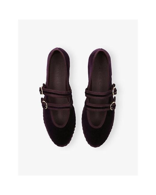 Flabelus Black Claire Velvet Mary-Jane Flats