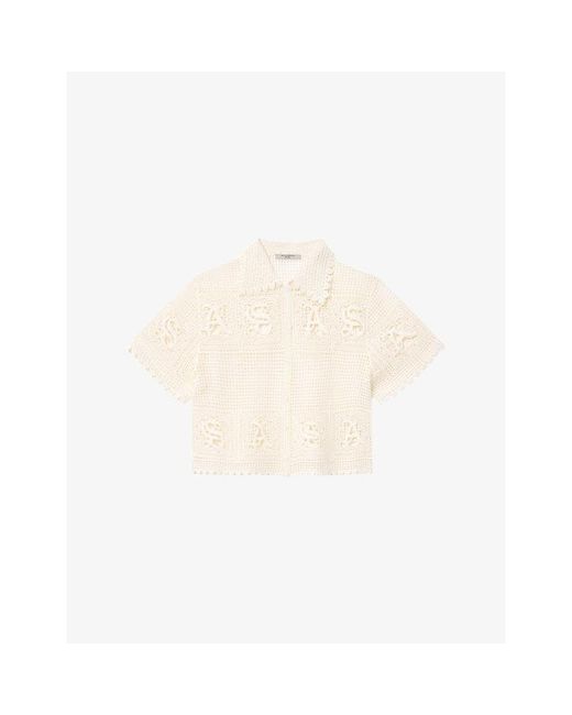 AllSaints White Kyra Crochet Cropped Cotton Polo