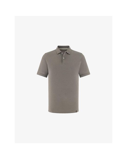 Boggi Gray Short-Sleeved Piqué Cotton-Blend Polo Shirt for men