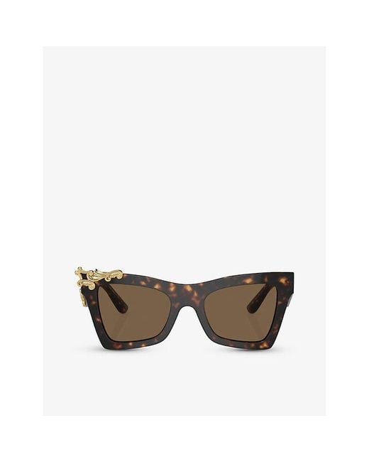 Dolce & Gabbana Brown Dg4434 Cat-eye Tortoiseshell Acetate Sunglasses