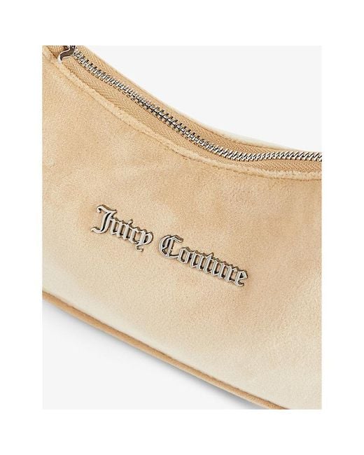 Juicy Couture White Logo-plaque Velour Shoulder Bag