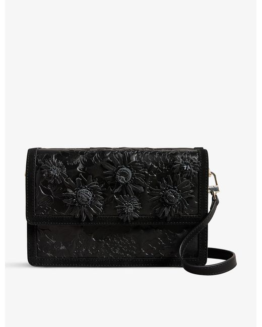Ted Baker Floral Lasercut Leather Shoulder Bag in Black Lyst Canada