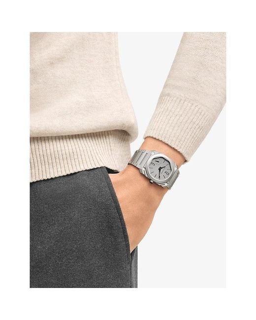 BVLGARI Gray Octo Finissimo Titanium Automatic Watch for men