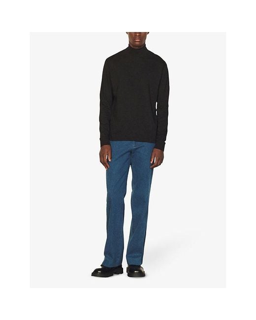 Sandro Black Turtleneck Fine-Knit Wool Jumper for men