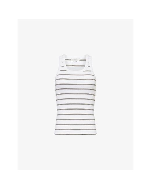 Vince White Striped Sleeveless Knit Top