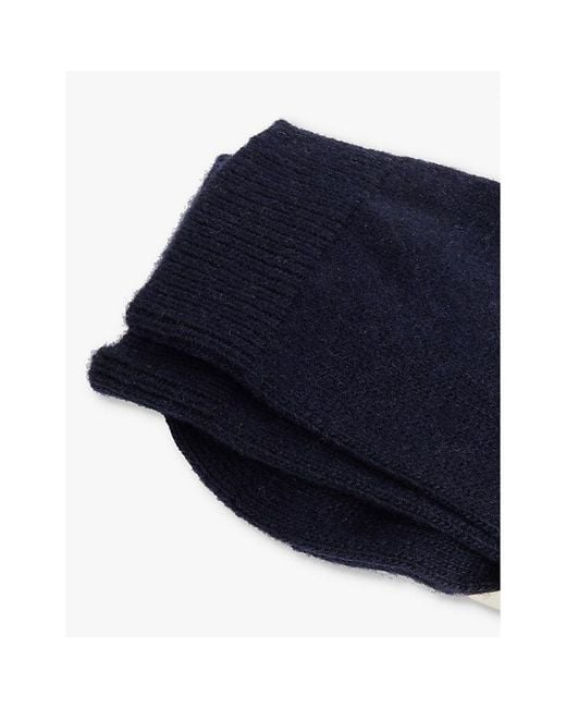 Falke Blue Cosy Wool Brand-Print Knit Socks