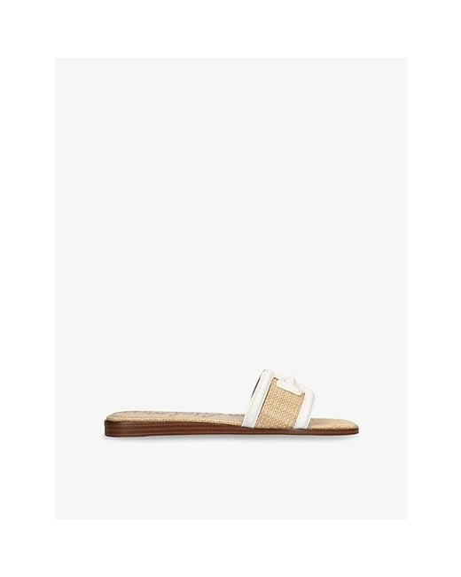 Sam Edelman White Irina Branded-Strap Leather And Woven Sandals