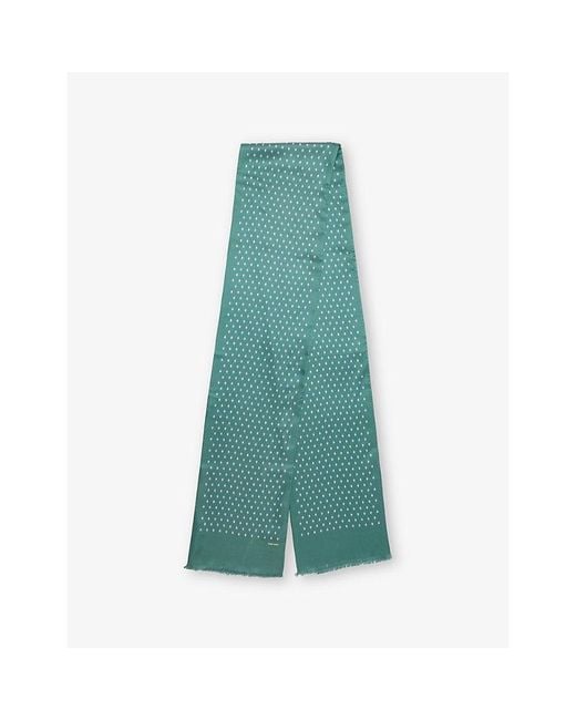 Tom Ford Green Diamond-Pattern Silk-Jacquard Scarf