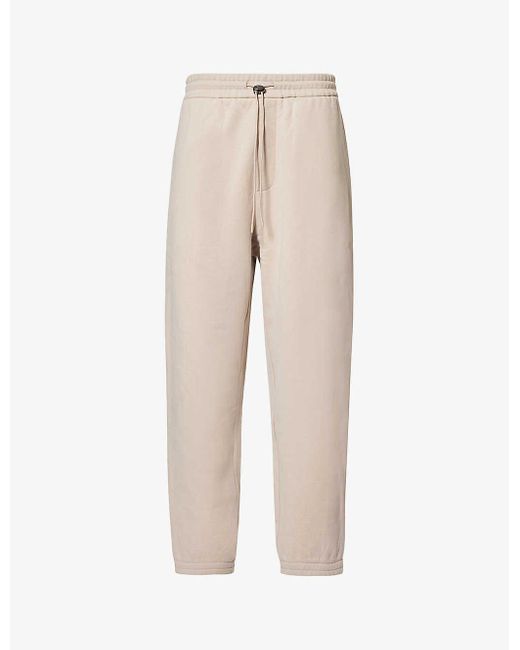Emporio Armani Natural Elasticated-waistband Cotton And Cashmere-blend jogging Bottom for men