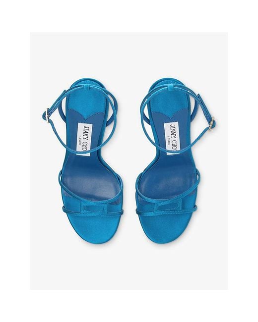 Jimmy Choo Blue 1998 Leo 100 Satin Heels