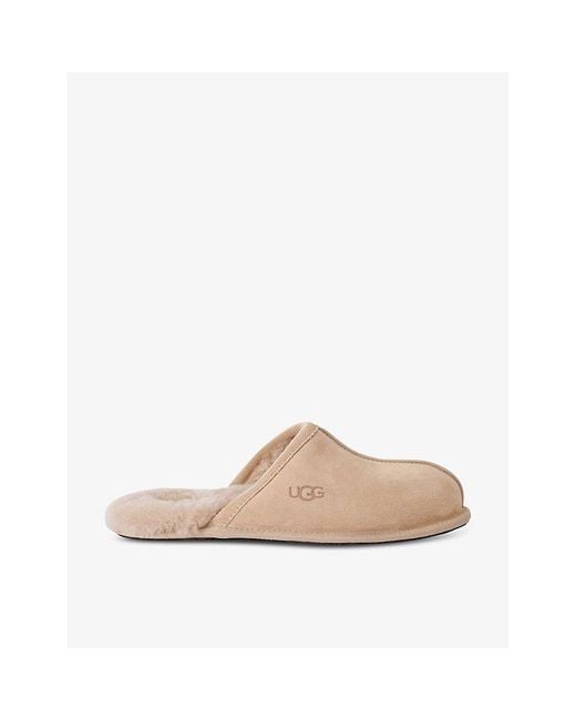 Ugg Natural Scuff Logo-Embossed Suede Slippers for men