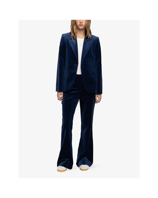 Zadig & Voltaire Blue Vavy Single-Breasted Velvet Blazer