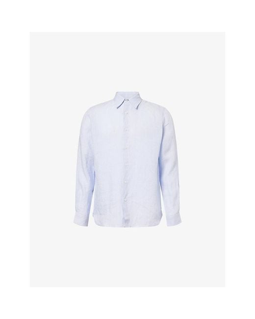 Dunhill Blue Striped Long-Sleeve Linen Shirt for men