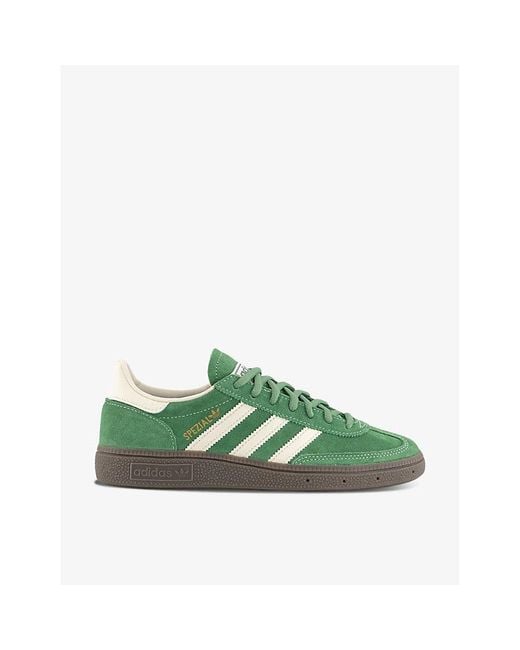 Adidas Green Handball Spezial Brand-embellished Suede Low-top Trainers for men