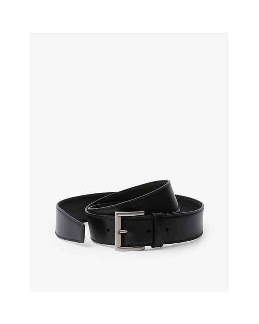 Prada Black Logo-Engraved Smooth Leather Belt
