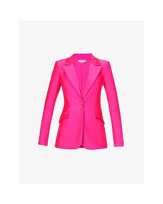 GOOD AMERICAN Pink Compression Shine Sculpted Slim-fit Stretch-woven Blazer X