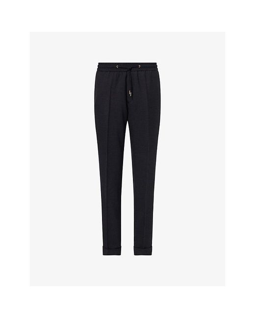 Paul Smith Blue Drawstring Tapered-Leg Wool Trousers for men
