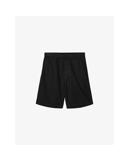 AllSaints Black Corbett Straight-Leg Cotton And Linen Shorts for men