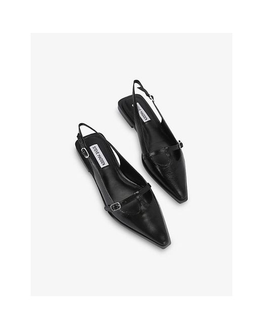 Steve Madden Black Synergy Mary-Jane Leather Sling-Back Flats